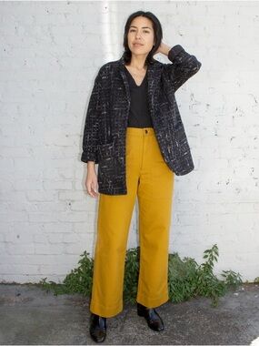 Curator Car Coat in Black / White Print Sz M